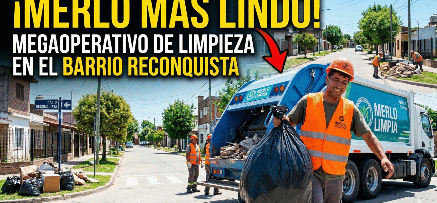 Operativo municipal de limpieza, recolección de escombros y saneamiento en las calles del Barrio Reconquista de Merlo.