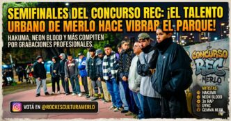 Concurso REC Merlo: Jóvenes raperos y artistas de hip hop en las semifinales de Parque San Martín.