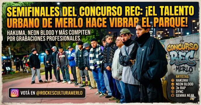 Concurso REC Merlo: Jóvenes raperos y artistas de hip hop en las semifinales de Parque San Martín.