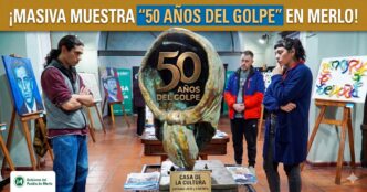 Vecinos en la exitosa muestra de arte por los 50 años del Golpe en la Casa de la Cultura de Merlo.