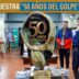 Vecinos en la exitosa muestra de arte por los 50 años del Golpe en la Casa de la Cultura de Merlo.