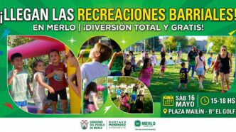 Niños disfrutando de las Recreaciones Barriales en Merlo: juegos y merienda gratis en Plaza Mailín