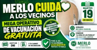 Operativo de vacunación gratuita en Merlo Libertad para vecinos.