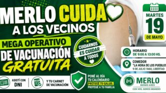 Operativo de vacunación gratuita en Merlo Libertad para vecinos.