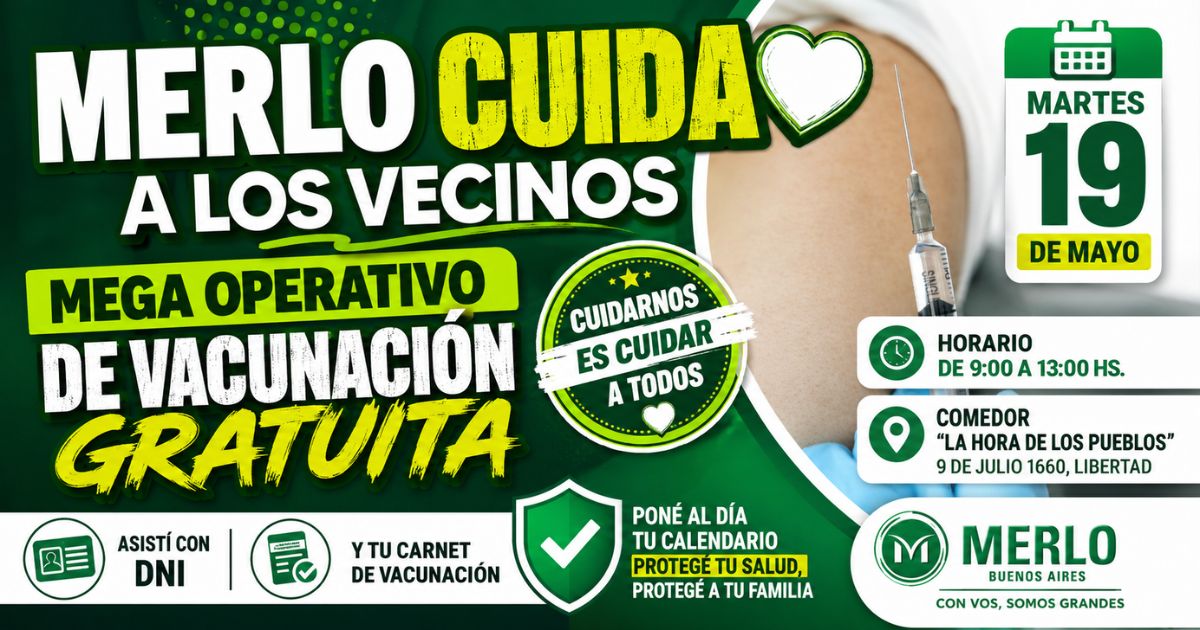 Operativo de vacunación gratuita en Merlo Libertad para vecinos.