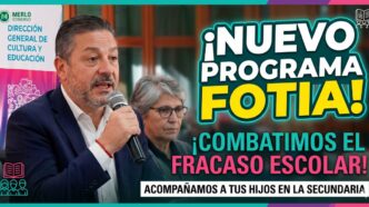 Intendente Gustavo Menéndez lanza el Programa FOTIA en Merlo para combatir el fracaso escolar y ayudar a estudiantes secundarios.