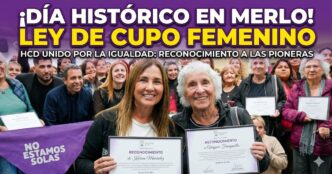 Mujeres pioneras de la Ley de Cupo Femenino junto a Karina Menéndez en el HCD de Merlo durante la histórica jornada de reconocimiento.
